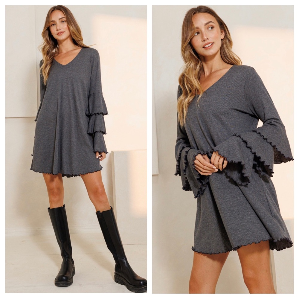18 Boho Perfect Ruffle Point Long Sleeve dress